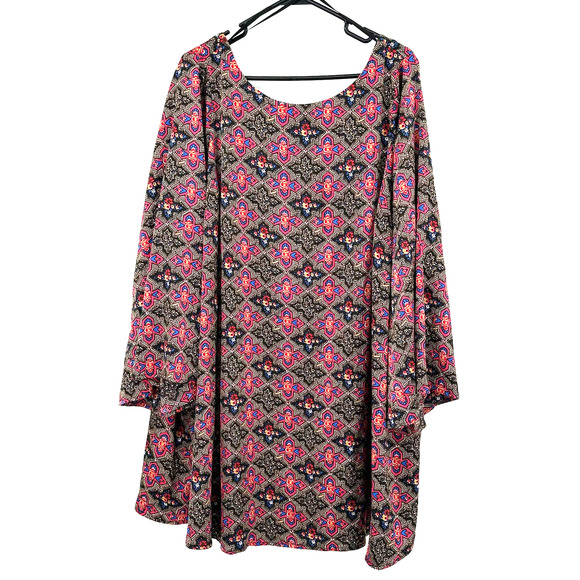 Modcloth size 2X‎ long sleeve sheath shift dress bell sleeves low scoop back - Picture 1 of 5